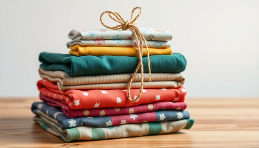 Stack of wearable art tees wrapped as gifts