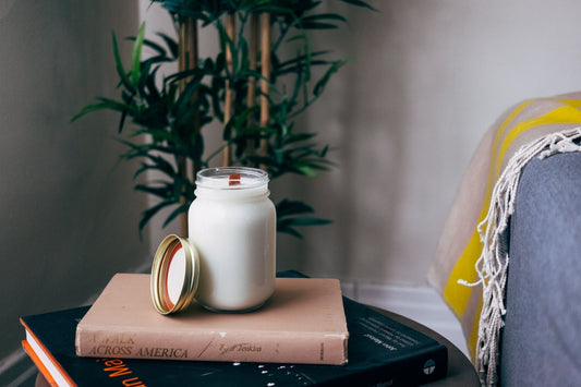 a picture of wax candle on table 