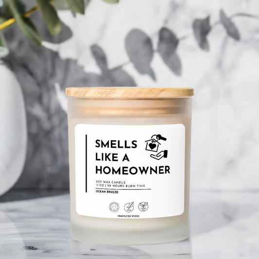 Smells Like A Homeowner Candle Frosted Glass (Hand Poured 11 oz) - Printlyze